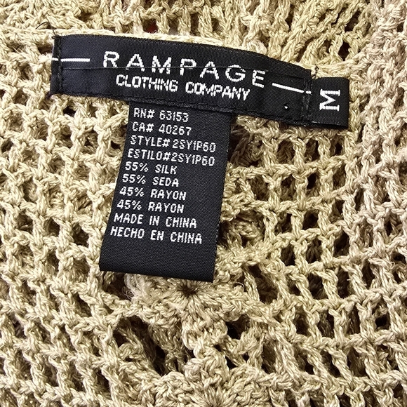 Vintage Rampage Women's Beige Crochet Cover Up Sweater Top - Picture 3 of 3